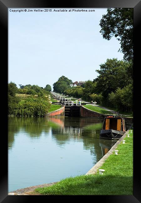 Caen hill locks Kennet & Avon canal Devizes  Framed Print by Jim Hellier