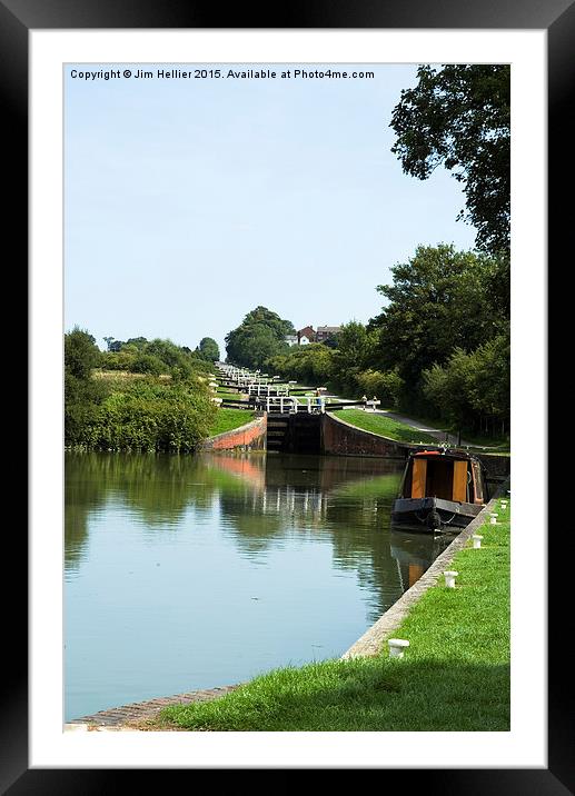 Caen hill locks Kennet & Avon canal Devizes  Framed Mounted Print by Jim Hellier
