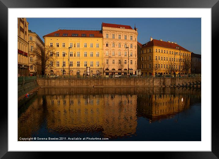 Buildings beside the Vltava River, Prague Framed Mounted Print by Serena Bowles