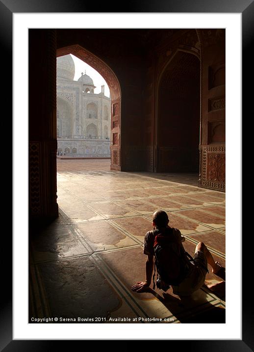 Tourist Photographing Taj Mahal, Agra, India Framed Mounted Print by Serena Bowles