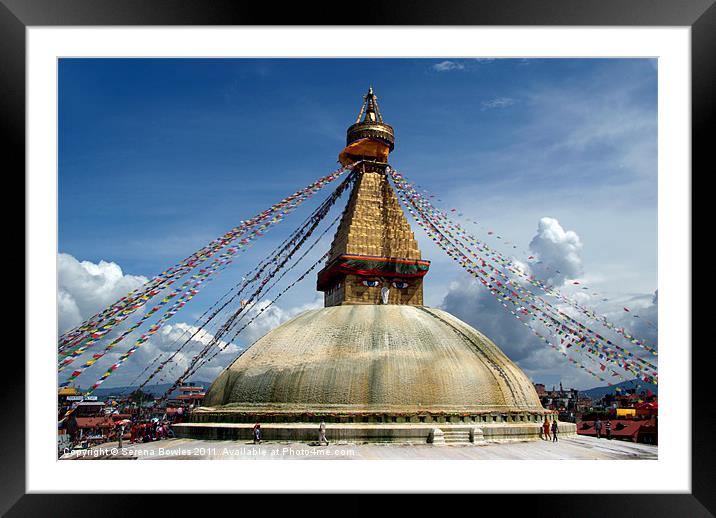 Boudha Stupa Framed Mounted Print by Serena Bowles