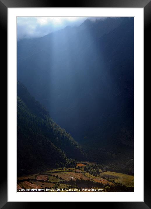 Fields Highlighted by Sunlight Pisang, Nepal Framed Mounted Print by Serena Bowles