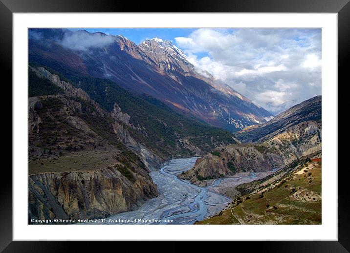 River and Clouds near Manang Framed Mounted Print by Serena Bowles
