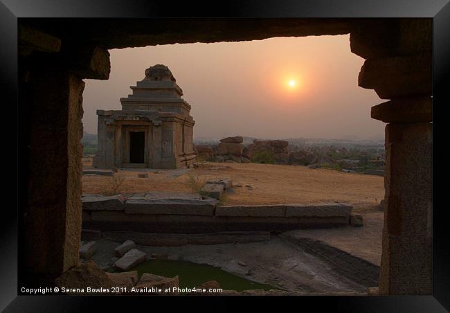 Ruins on Hemakuta Hill near Sunset Framed Print by Serena Bowles