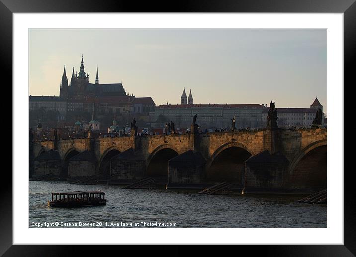 Across the Vltava River to Prague Castle Framed Mounted Print by Serena Bowles