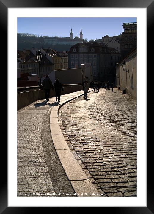 Cobbled Street near Prague Castle Framed Mounted Print by Serena Bowles