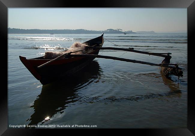 Fishing Boat Loaded with Nets Palolem, Goa, India Framed Print by Serena Bowles