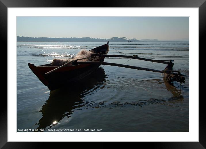 Fishing Boat Loaded with Nets Palolem, Goa, India Framed Mounted Print by Serena Bowles