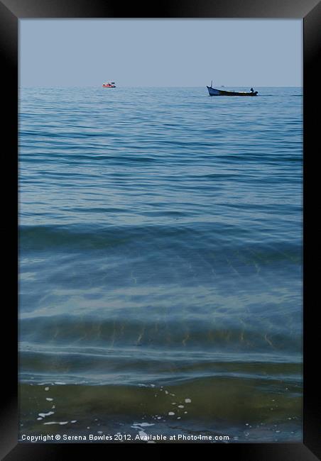 Boat out to Sea Palolem Framed Print by Serena Bowles
