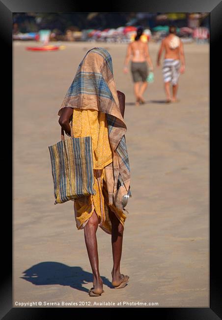 Beggar on Palolem Beach Framed Print by Serena Bowles