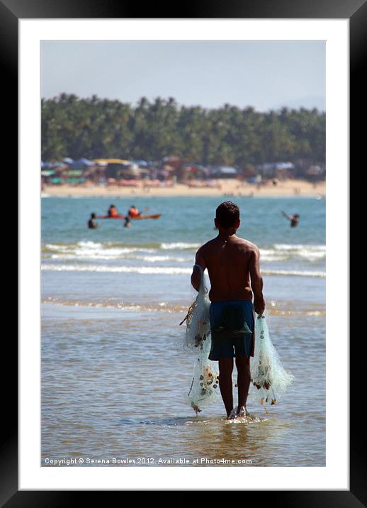 Fisherman Carrying Nets Palolem Framed Mounted Print by Serena Bowles