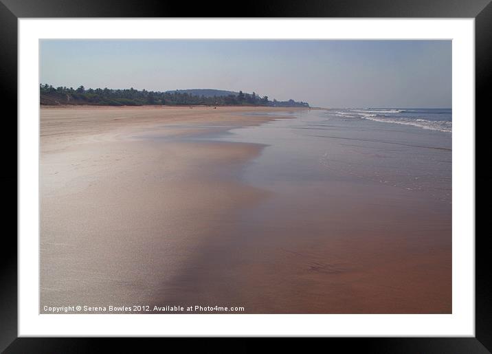 Wide Sandy Beach Mandrem, Goa, India Framed Mounted Print by Serena Bowles