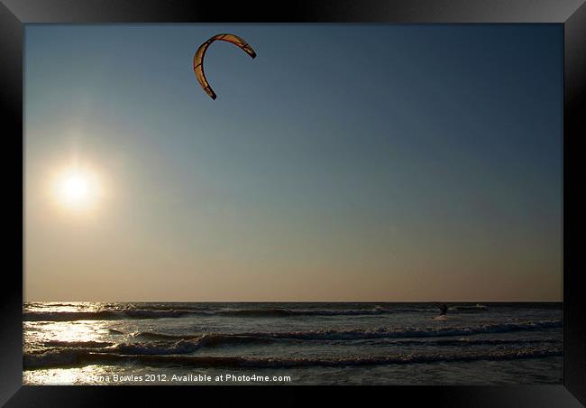 Kitesurfing at Sunset Mandrem Framed Print by Serena Bowles