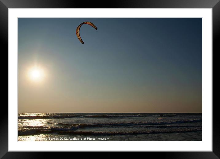 Kitesurfing at Sunset Mandrem Framed Mounted Print by Serena Bowles