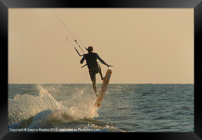 Kite Surfer Jumping Mandrem Framed Print by Serena Bowles