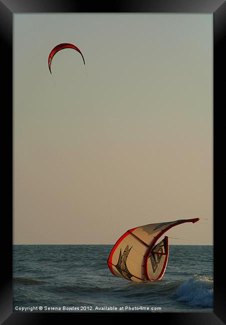 Kitesurfer Down Mandrem Framed Print by Serena Bowles