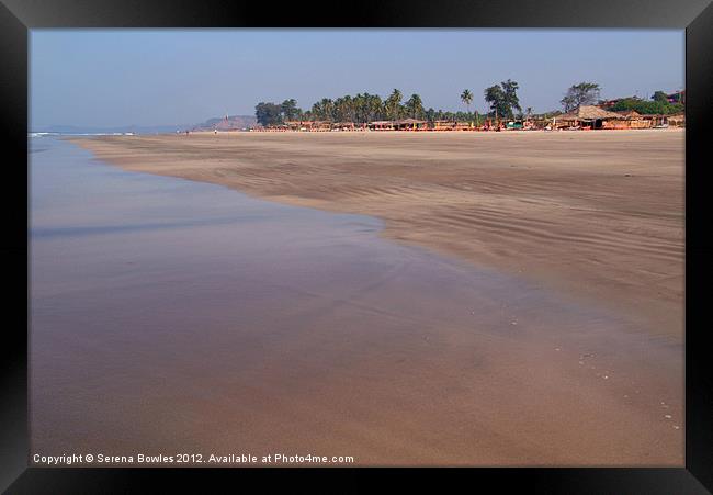 Wide Sandy Beach Mandrem, Goa, India Framed Print by Serena Bowles