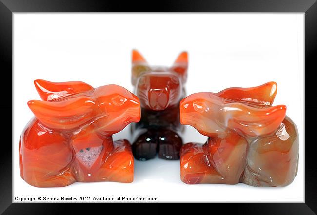 Red Agate Carved Rabbits Framed Print by Serena Bowles