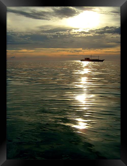 Silver Boracay Sunset Framed Print by Serena Bowles