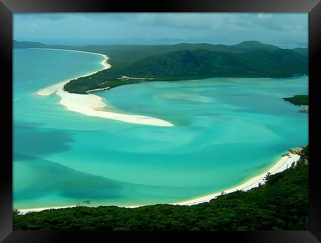 Aerial View of Whitehaven Beach, Queensland, Austr Framed Print by Serena Bowles