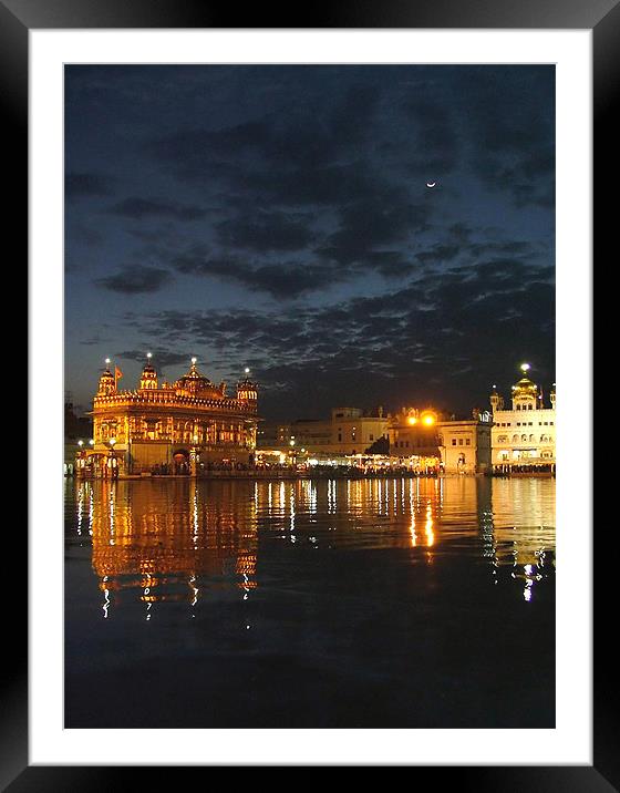 Golden Temple at Night, Amritsar, Punjab, India Framed Mounted Print by Serena Bowles