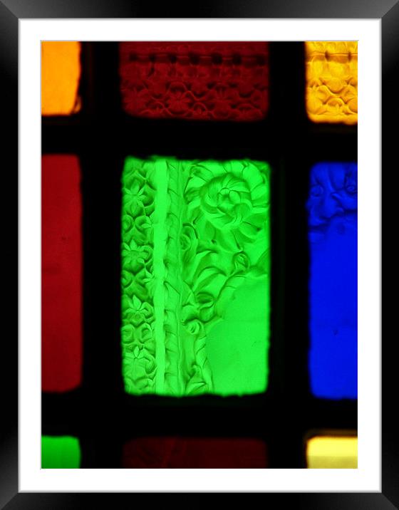 Green Rose Through Stained Glass Framed Mounted Print by Serena Bowles
