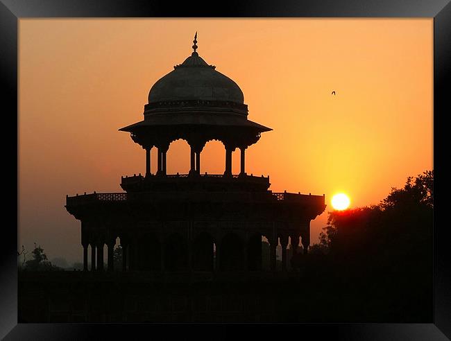 Sunrise at the Taj Mahal Framed Print by Serena Bowles