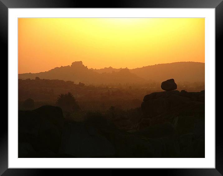 Sunset Glow Hampi Framed Mounted Print by Serena Bowles