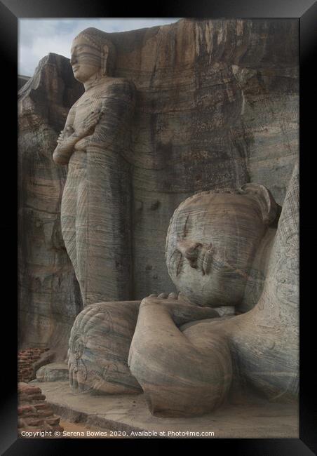 Reclining and Standing Buddha Statues, Polonnaruwa Framed Print by Serena Bowles