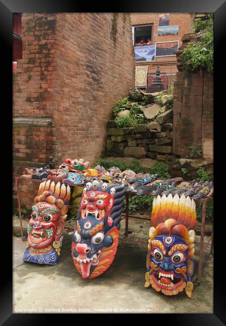 Colourful Masks for sale Swayambhu Framed Print by Serena Bowles