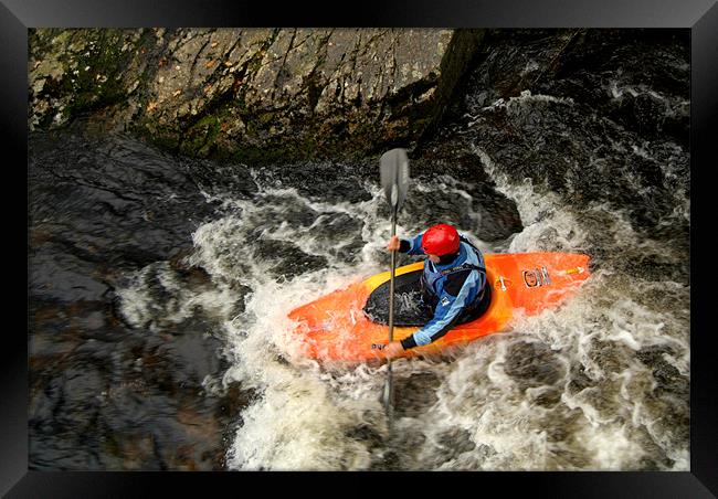 Orange Kayak Paddling Framed Print by Serena Bowles