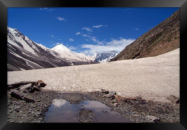 Snow in the Lahaul Valley, Himachal Pradesh, India Framed Print by Serena Bowles