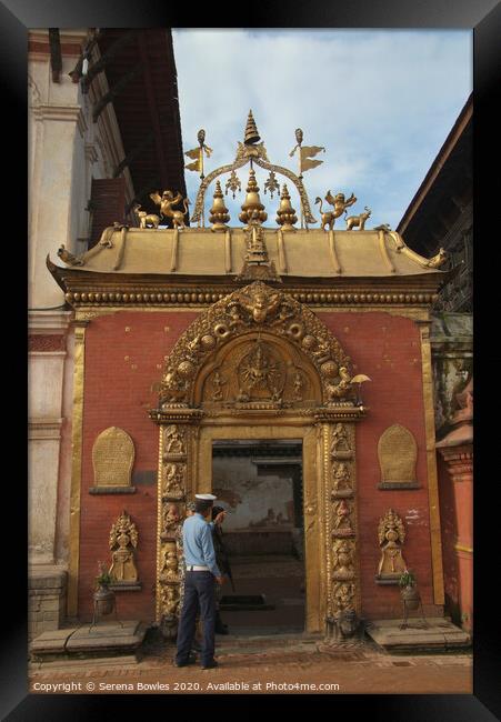 Temple Entrance Bhaktapur Framed Print by Serena Bowles