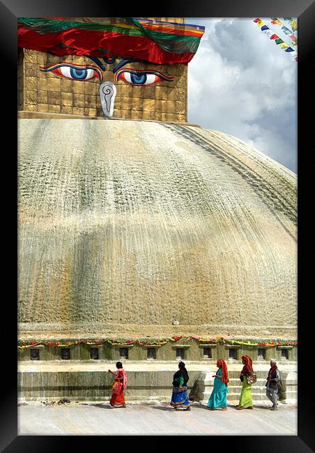 Circumambulating the Stupa Boudha Framed Print by Serena Bowles