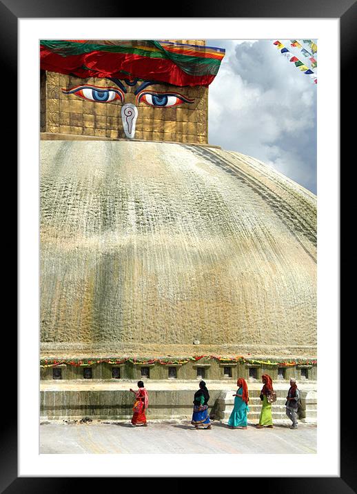 Circumambulating the Stupa Boudha Framed Mounted Print by Serena Bowles