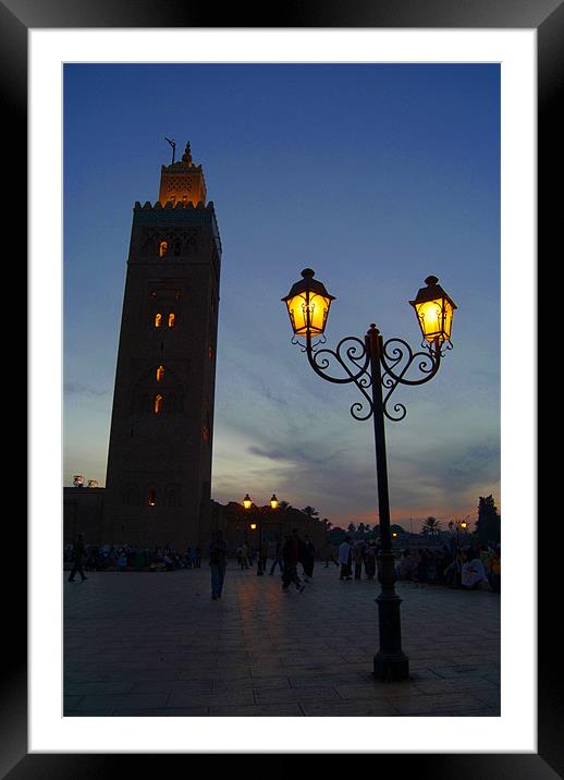 Koutoubia Mosque as Night Falls Framed Mounted Print by Serena Bowles