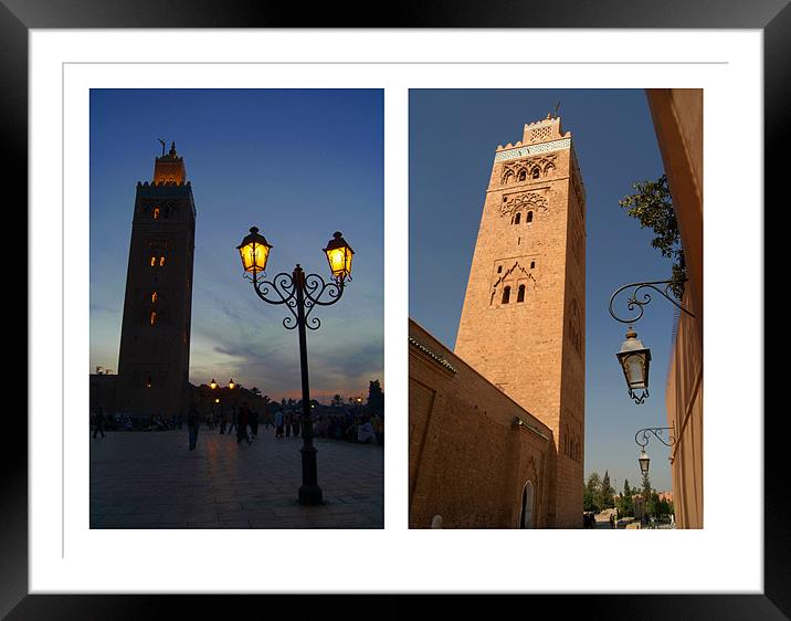 Koutoubia Mosque - Night and Day Framed Mounted Print by Serena Bowles