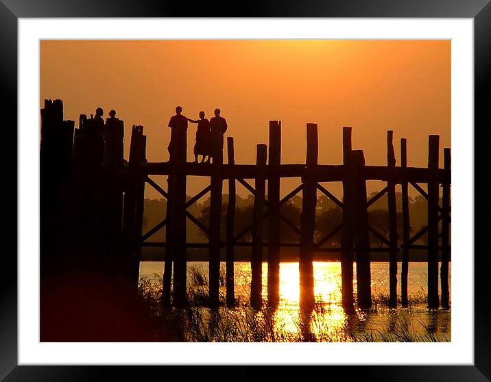 Monks on the Bridge Framed Mounted Print by Serena Bowles