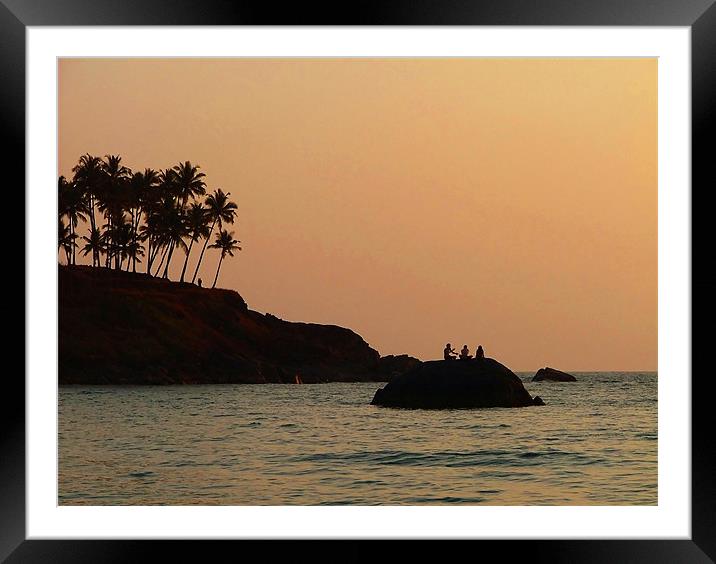 Silhouettes Near Sunset Framed Mounted Print by Serena Bowles