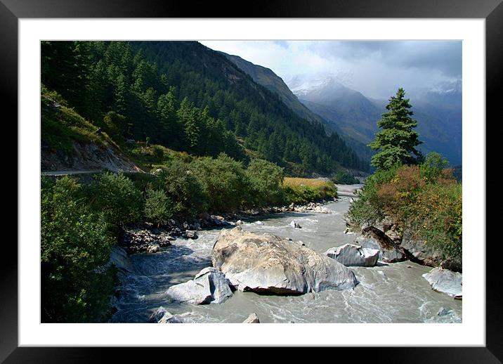 View Along River Marpha to Ghasa Framed Mounted Print by Serena Bowles