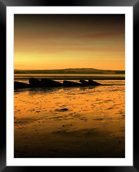 Sunset over South Queensferry Beach Framed Mounted Print by Mark Malaczynski