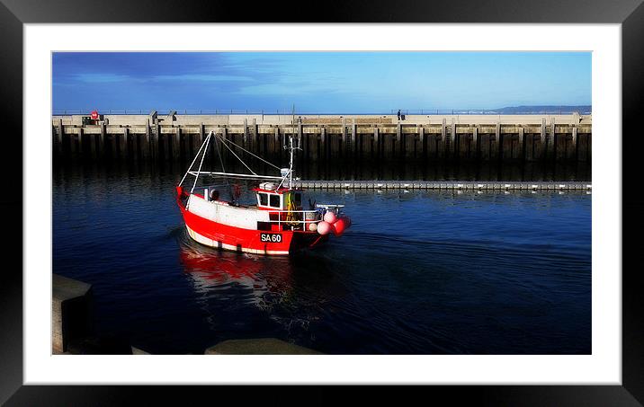 TiltShift Fishing Boat Framed Mounted Print by Louise Godwin