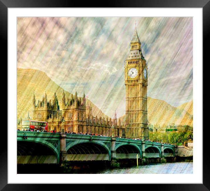 Abstract Big Ben Framed Mounted Print by Louise Godwin