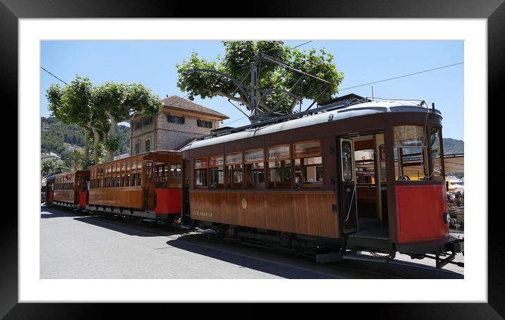 Port de Soller Tram Framed Mounted Print by Louise Godwin