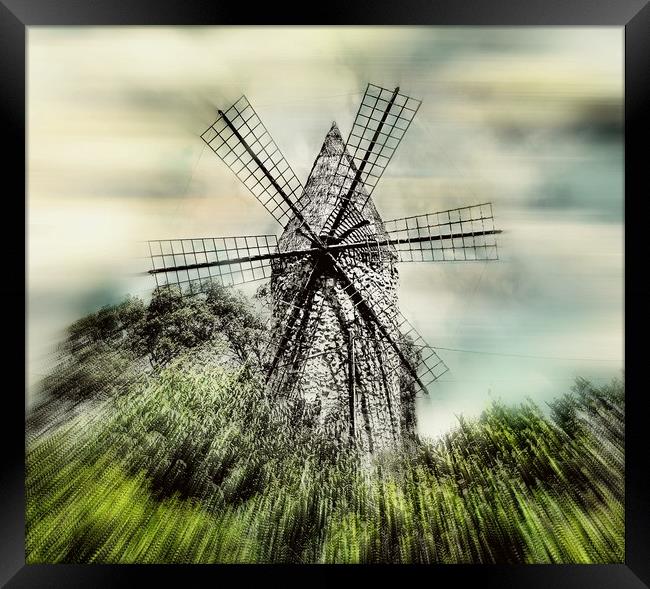 Mallorcan Windmill Framed Print by Louise Godwin