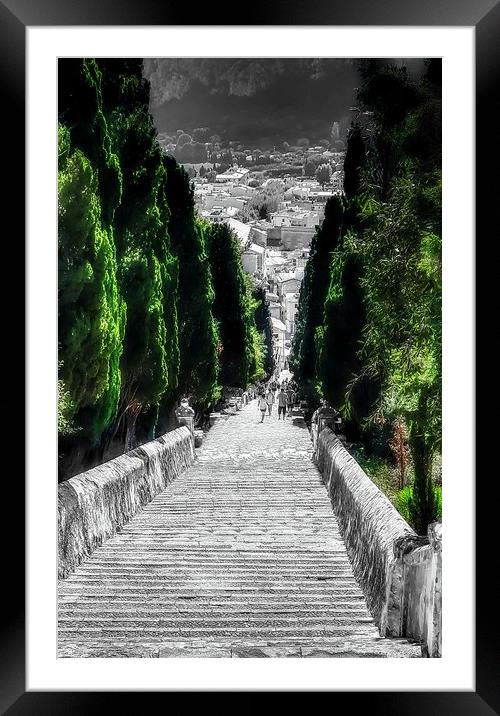 Calvary Steps Pollensa Framed Mounted Print by Louise Godwin