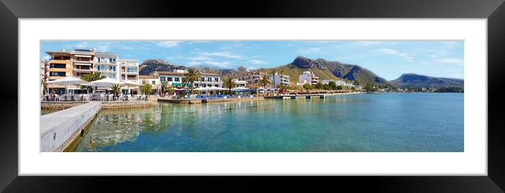 Puerto Pollensa Panoramic  Framed Mounted Print by Louise Godwin