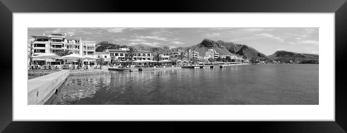 Puerto Pollensa Monochrome Framed Mounted Print by Louise Godwin