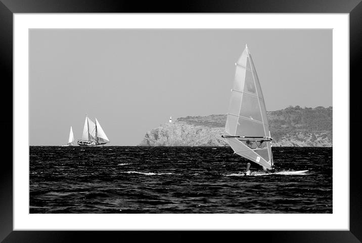 Lone Surfer Framed Mounted Print by Louise Godwin