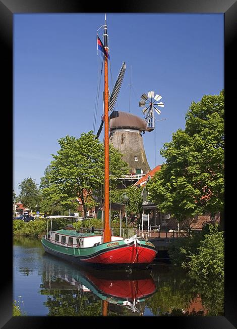 Windmill and Ship Framed Print by Thomas Schaeffer